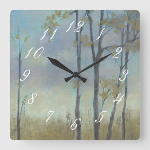 Tree-Lined Wheat Grass I Square Wall Clock