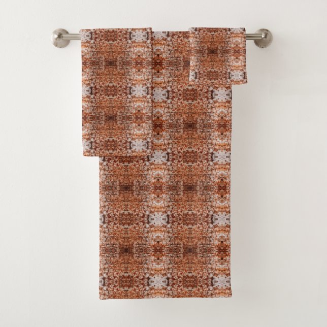 Tree Log Cutaway Photo Mixed Media Repeat Pattern Bath Towel Set (Insitu)