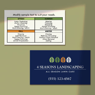 Tree Logo and Lawn Service Landscaping Business Card