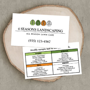 Tree Logo and Lawn Service Landscaping White Business Card
