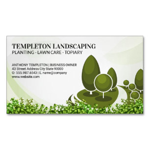 Tree Logo Bushes Gardening Magnetic Business Card