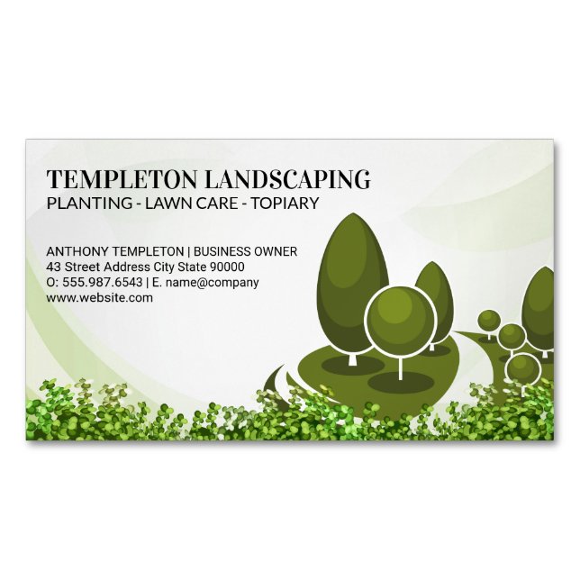 Tree Logo | Bushes | Gardening Magnetic Business Card (Front)