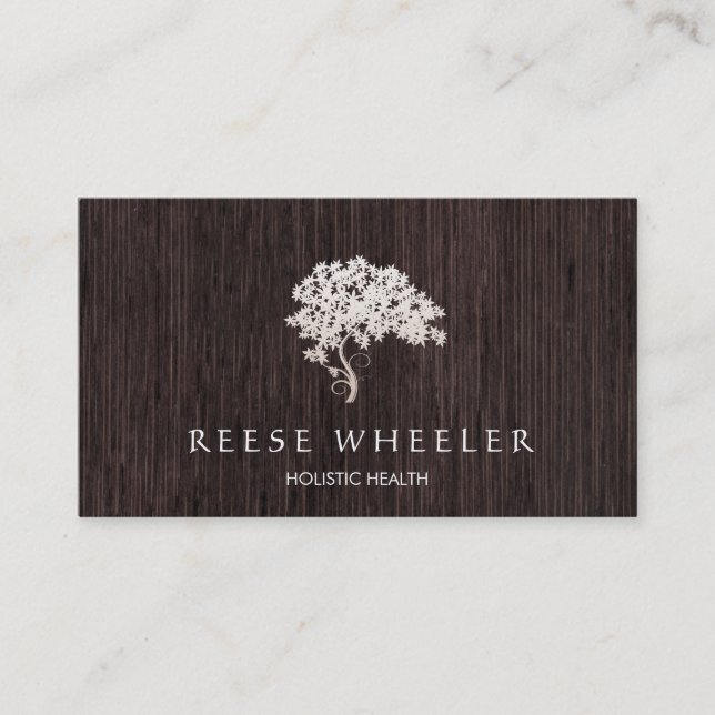 Tree Logo Holistic Health and Wellness Wood Nature Business Card (Front)