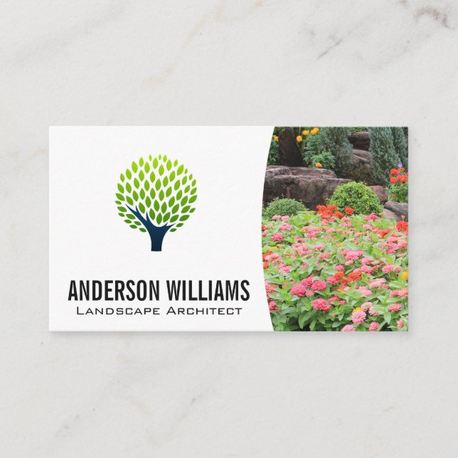 Tree Logo | Landscape Flowers Trees Business Card (Front)