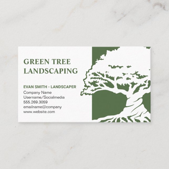 Tree Logo | Landscaping | Gardening Business Card (Front)