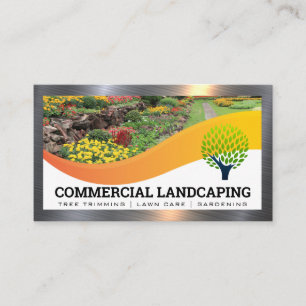 Tree Logo   Landscaping   Metal Border Business Card