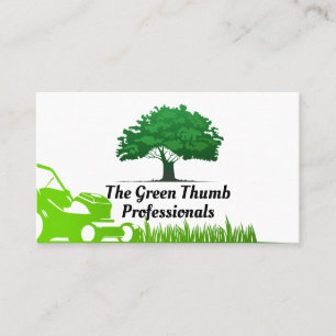 Tree Logo   Lawn Mower and Grass Business Card