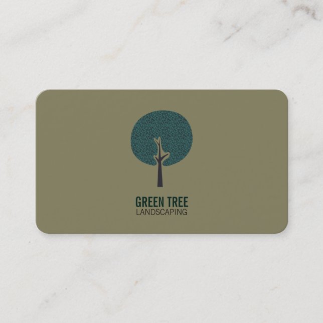 Tree Logo (olive green) Business Card (Front)