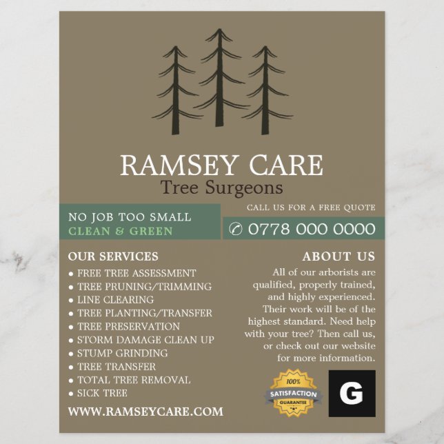 Tree Logo - Tree Surgeon - Arborist Flyer (Front)