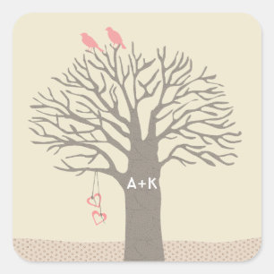 Tree Love Birds Love Initials Custom Sticker