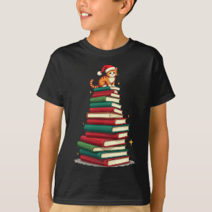 Tree Love Reading Books Cat Librarian Funny Christ T-Shirt
