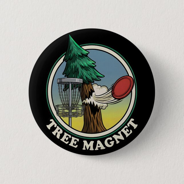 Tree Magnet Funny Disc Golf Player Humour  6 Cm Round Badge (Front)