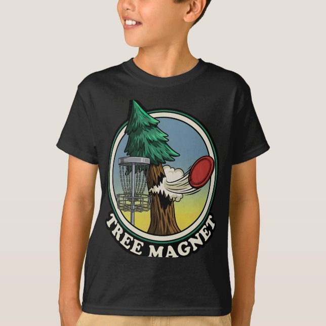 Tree Magnet Funny Disc Golf Player Humour  T-Shirt (Front)