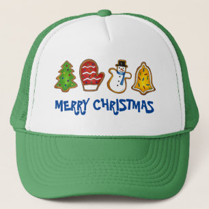 Tree Mitten Snowman Bell Merry Christmas Cookie Trucker Hat