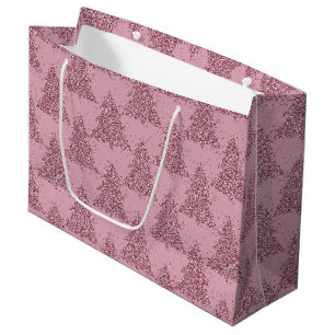 Tree Mod Holiday   Dusty Mauve PInk Pastel Pattern Large Gift Bag