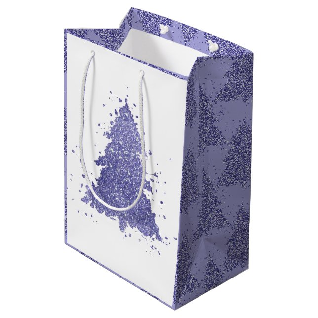 Tree Mod Holiday | Dusty Mauve PInk Pastel Pattern Medium Gift Bag (Back Angled)