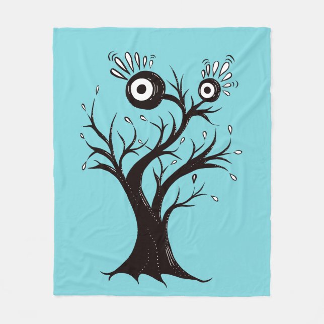 Tree Monster Weird Ink Drawing Fleece Blanket (Front)