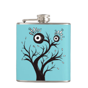 Tree Monster Weird Ink Drawing Hip Flask