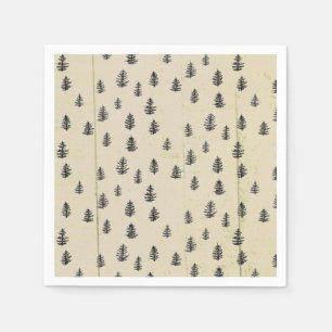 Tree Mountain Illustration Pattern Rustic Napkin