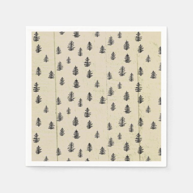 Tree Mountain Illustration Pattern Rustic Napkin (Front)