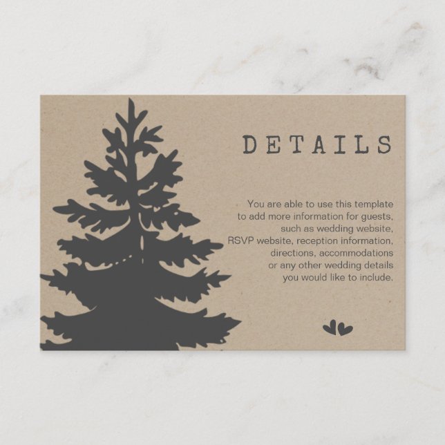 Tree | Mountain Woodland Forest Wedding Details Enclosure Card (Front)