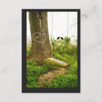 Tree n Swing w Birds Country Wedding RSVP Cards