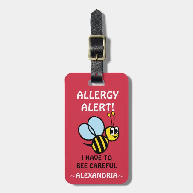 Tree Nut Allergy Alert Bumble Bee Tag (Front Vertical)