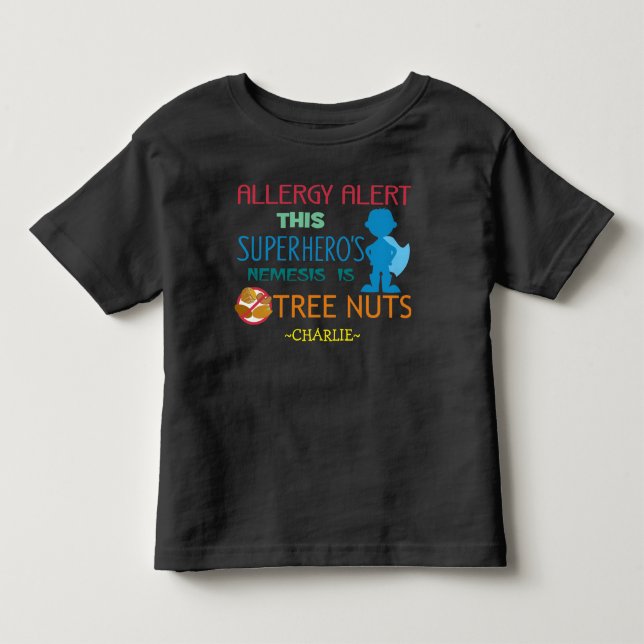 Tree Nut Allergy Alert Superhero Boys Shirt (Front)