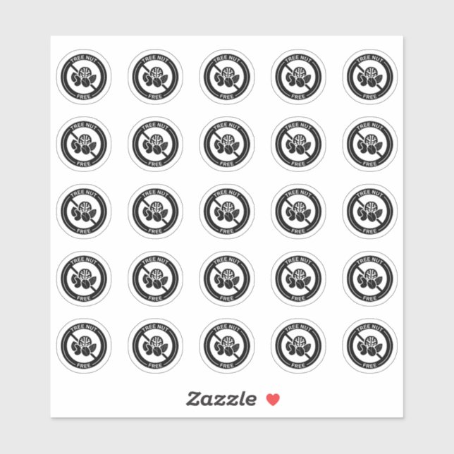 Tree Nut Free Wedding Place Card Mini Food Allergy (Sheet)