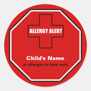 Tree Nuts Allergy Medical Alert Custom Sml Sticker