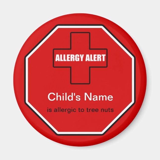 Tree Nuts Allergy Medical Allergic Alert Magnet (Front)