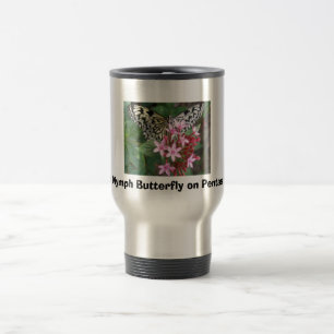 Tree Nymph Butterfly on Pentas Travel Mug