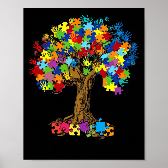 Tree Of Autism Awareness Month ASD Supporter Poster (Front)