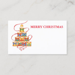 Tree of Drums Merry Christmas Place Cards Name Tag