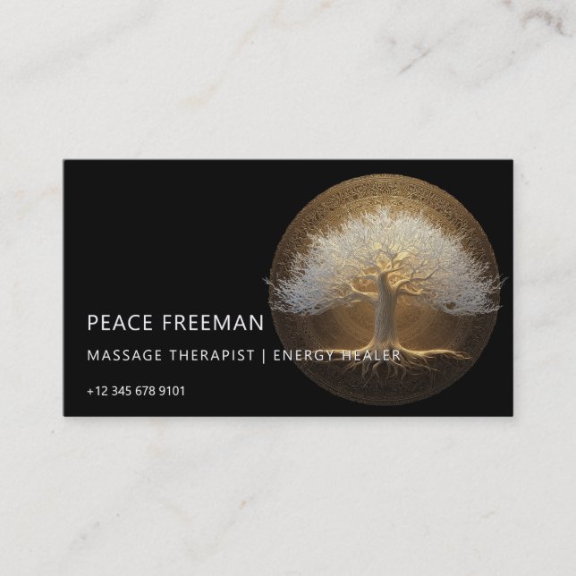 Tree of Eternal Light | Tree of Life Design Business Card (Front)
