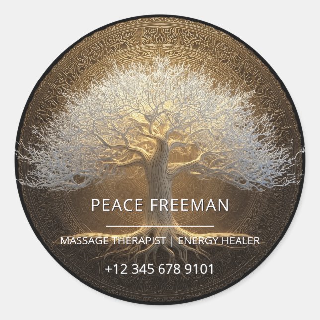Tree of Eternal Light | Tree of Life Design Classic Round Sticker (Front)