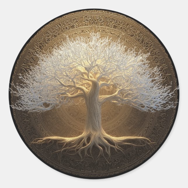 Tree of Eternal Light | Tree of Life Design Classic Round Sticker (Front)