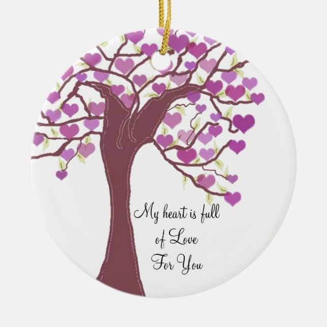 Tree of Hearts Ceramic Tree Decoration (Front)
