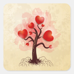 Tree of Hearts Square Sticker