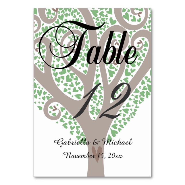 Tree of Hearts Table Number (Front)
