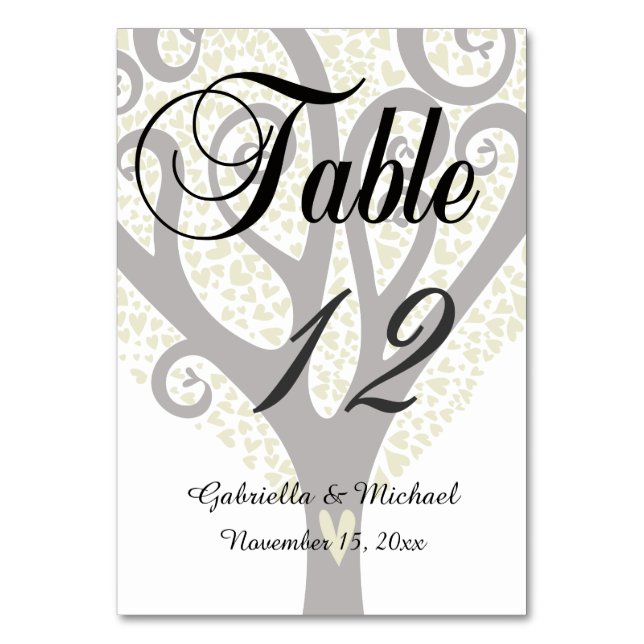 Tree of Hearts Table Number (Front)