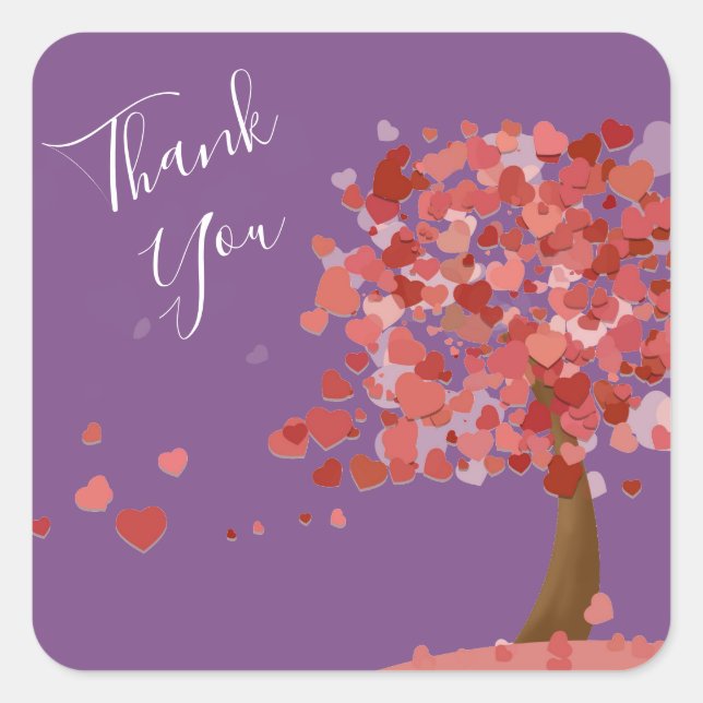 Tree of Hearts thank you cute Square Sticker (Front)