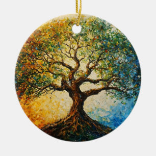 Tree of Knowledge - Oil Painting Ceramic Tree Decoration