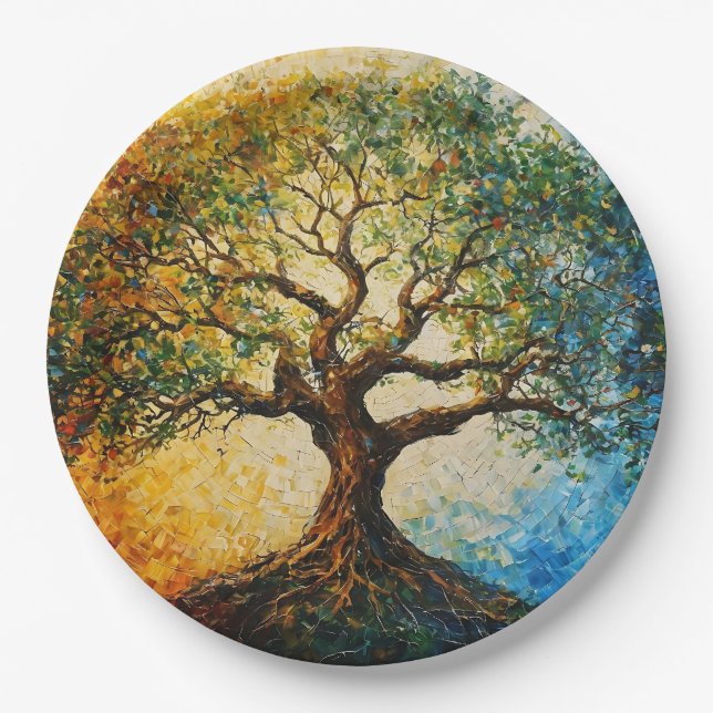 Tree of Knowledge - Oil Painting Paper Plate (Front)