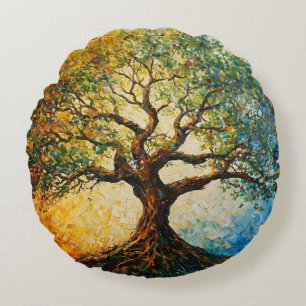 Tree of Knowledge - Oil Painting Round Cushion