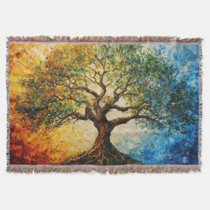 Tree of Knowledge - Oil Painting Throw Blanket