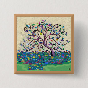 Tree of life 15 cm square badge