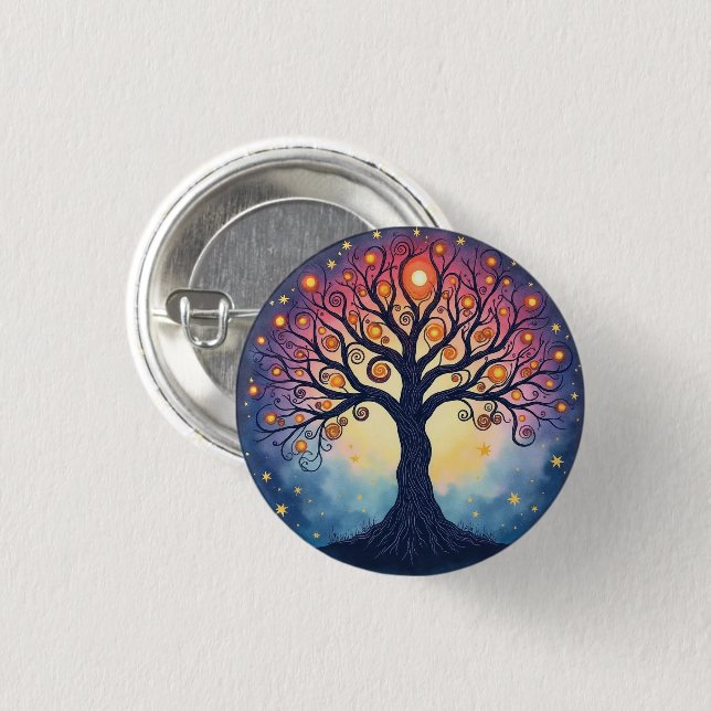 TREE OF LIFE  3 CM ROUND BADGE (Front & Back)