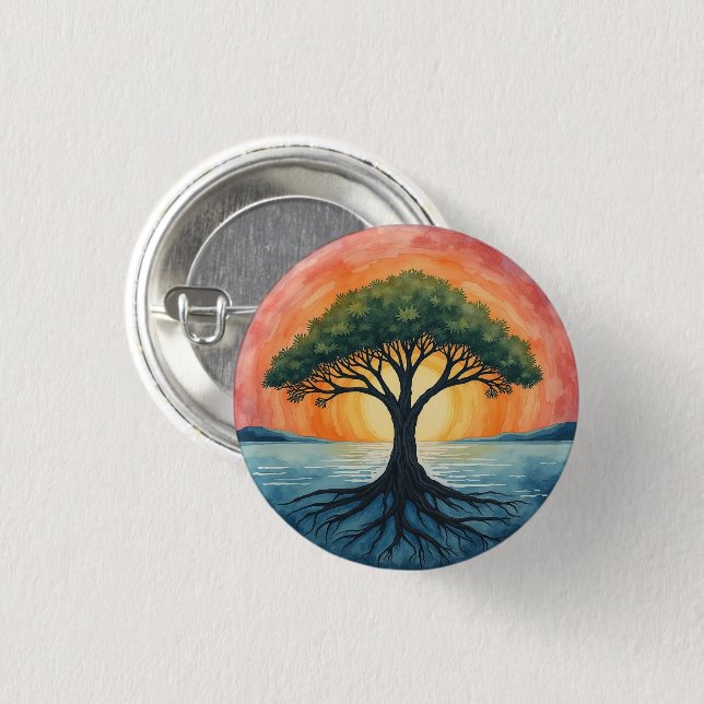 TREE OF LIFE  3 CM ROUND BADGE (Front & Back)