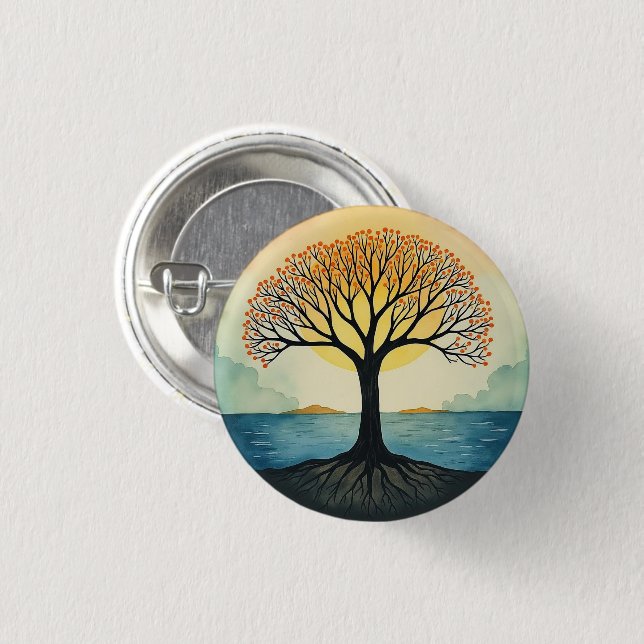 TREE OF LIFE  3 CM ROUND BADGE (Front & Back)
